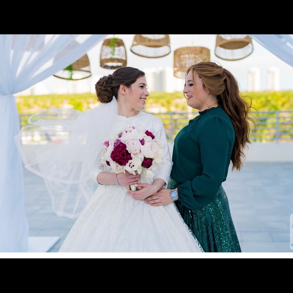 Green 2 piece wedding gown